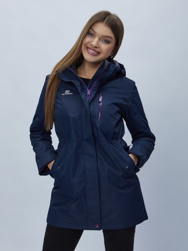 Navy blue hooded parka for women 551993TS